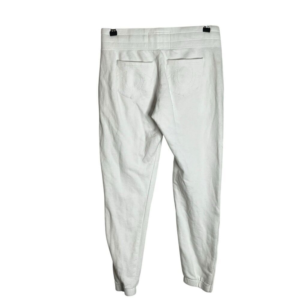 True Religion Spell Out Joggers Pants Women's XS Logo Pockets Tapered White - Picture 2 of 8